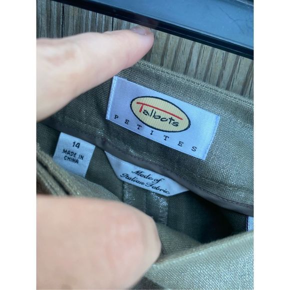 TALBOTS BRISTOL PANTS - LINEN in Metallic Gold "Flax" Size 14, MSRP $139 - Picture 4 of 9